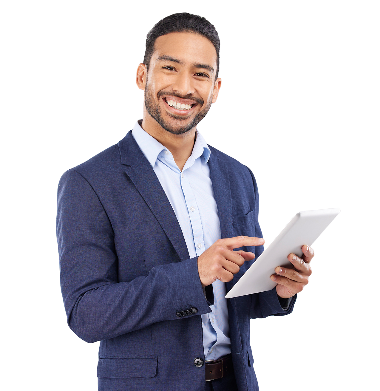 a professional individual holding their ipad