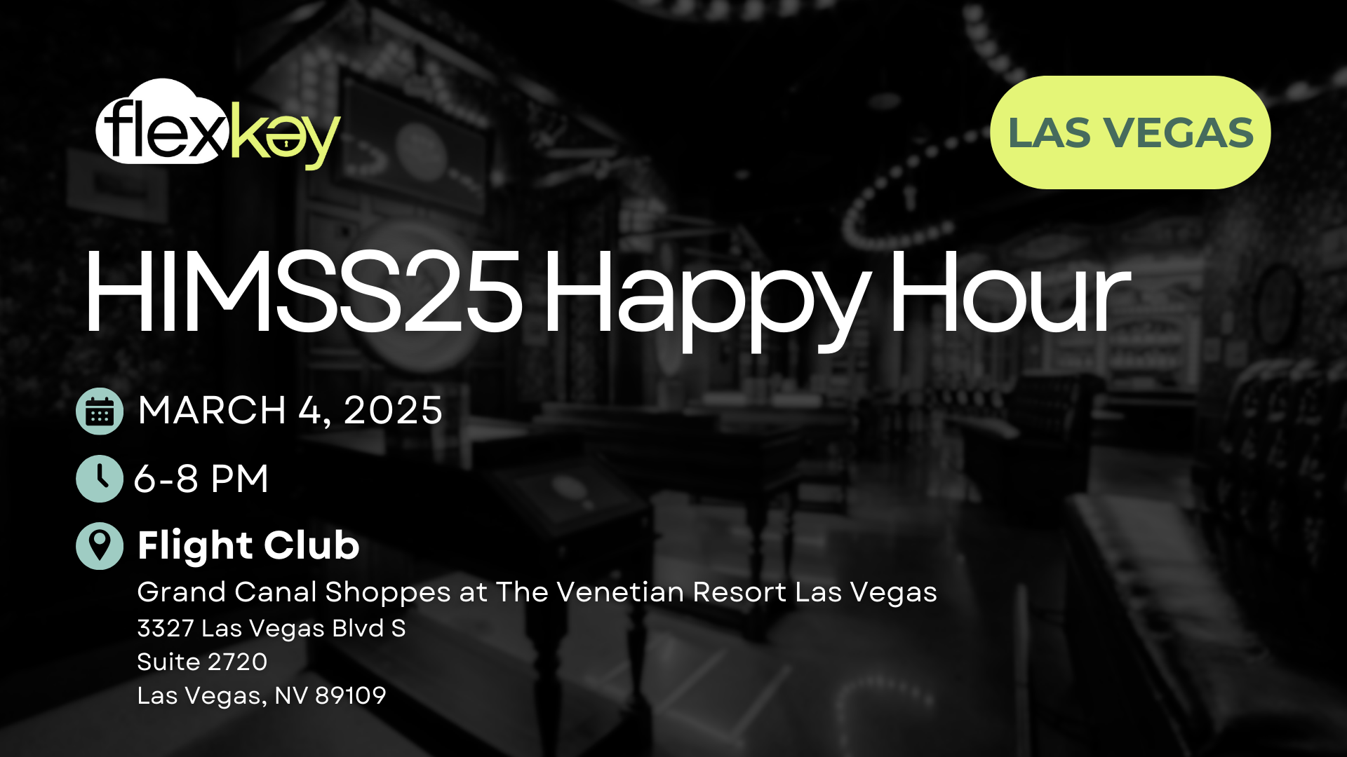 HIMSS25 Happy Hour FlexKey placecard